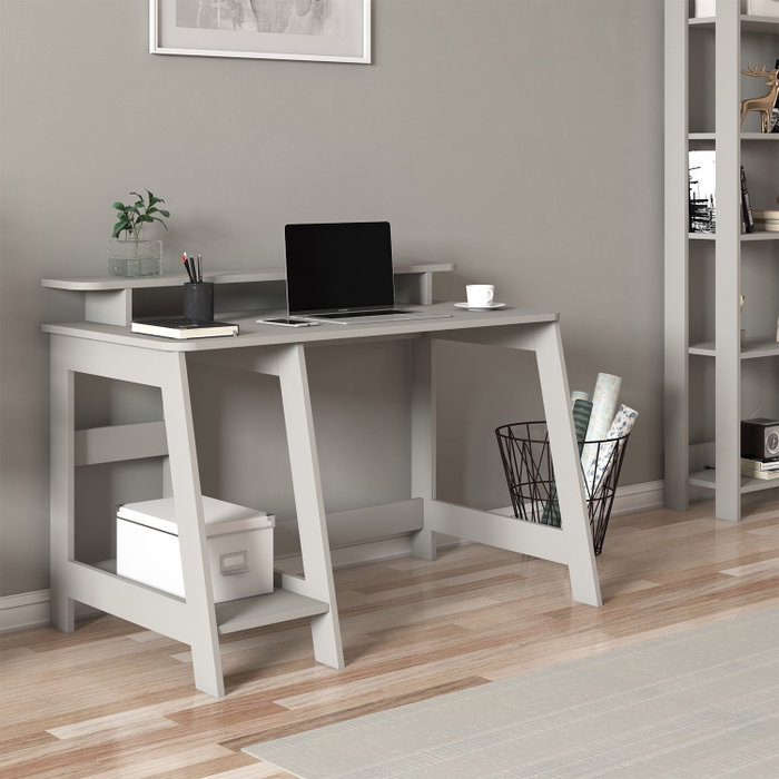 Hanah Home Escritorio de Estudio Gris con Estantes